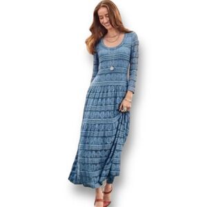 Sundance Willow Lace Maxi Dress Dusty Blue Romantic Boho Prairie Size Large